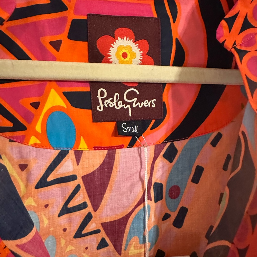 NWT Lesley Evers Shakala Orange Vibrant Abstract Dress - Picture 2 of 5